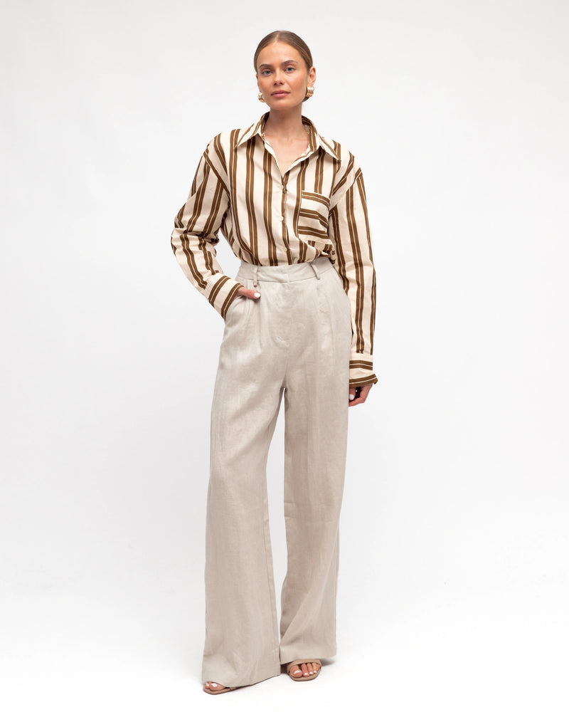 White Closet Stripe Shirt Brown