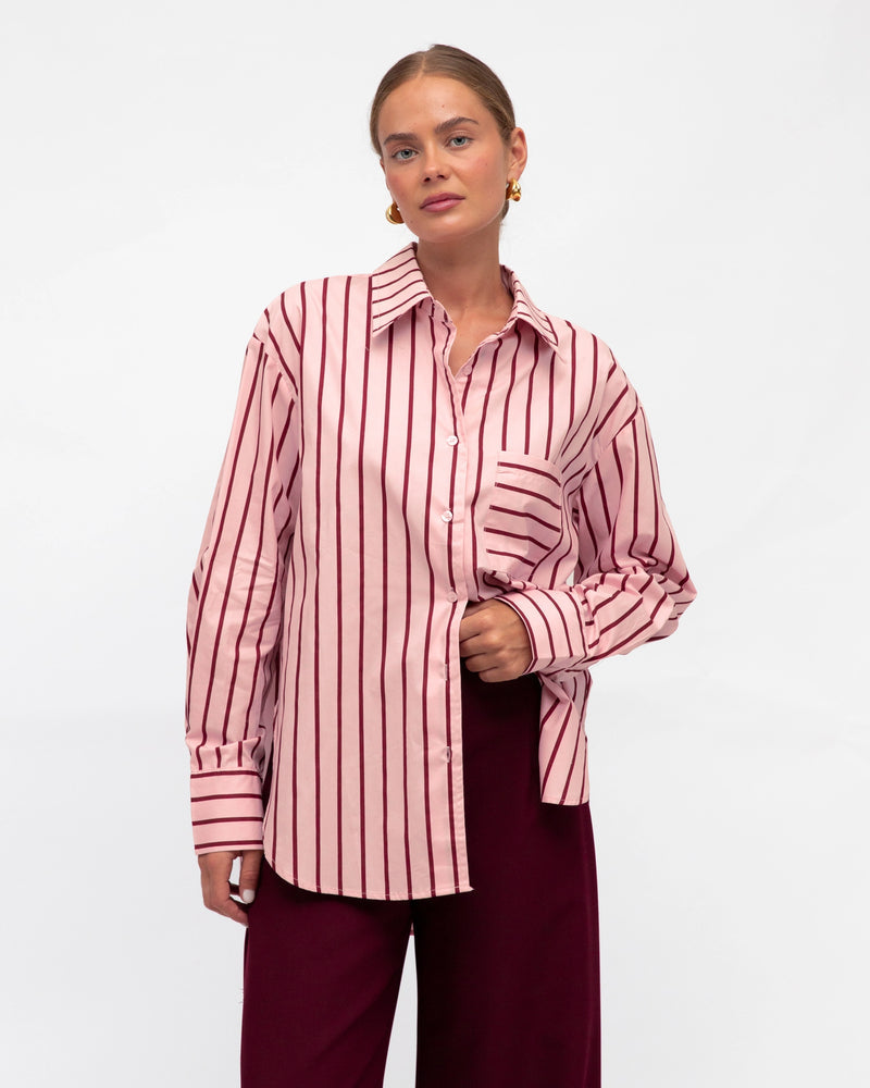White Closet Pink Red Stripe Shirt