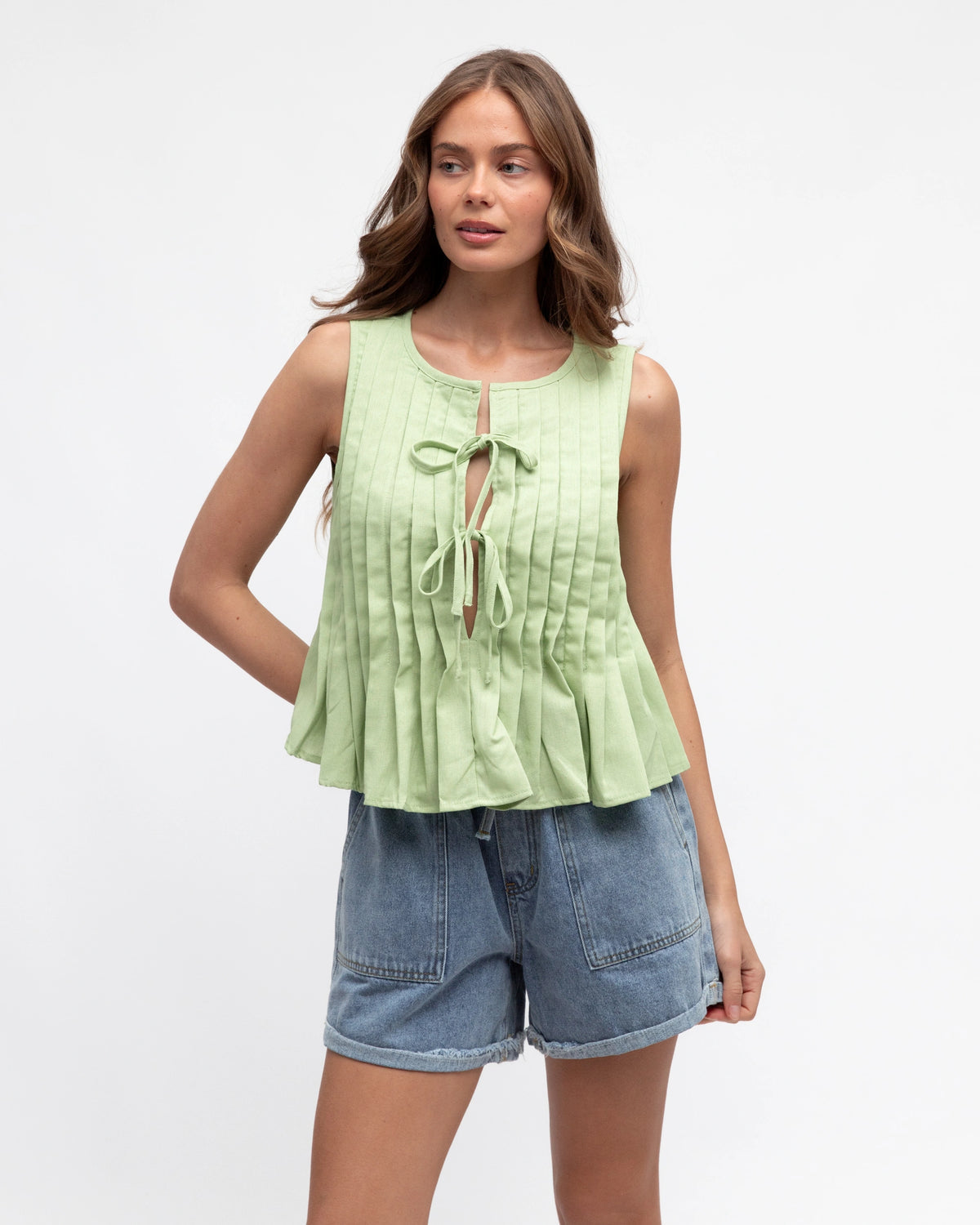 Paper Heart Tie Front Top Green