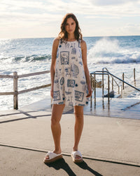 White Closet Blue Mini Dress