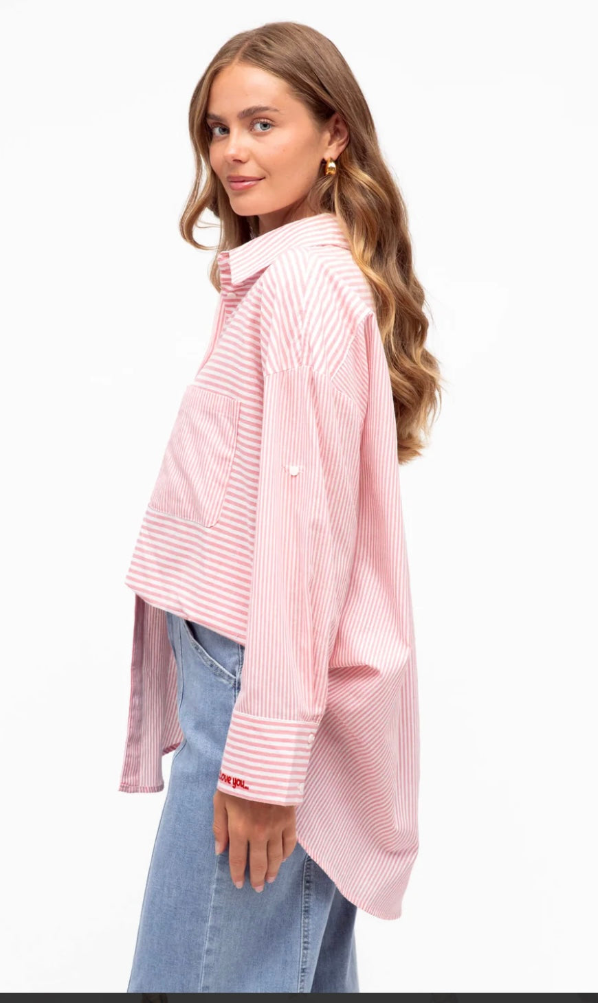 Label of Love Heart Stripe Shirt Pink