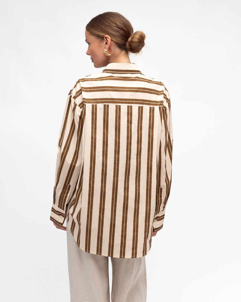 White Closet Stripe Shirt Brown