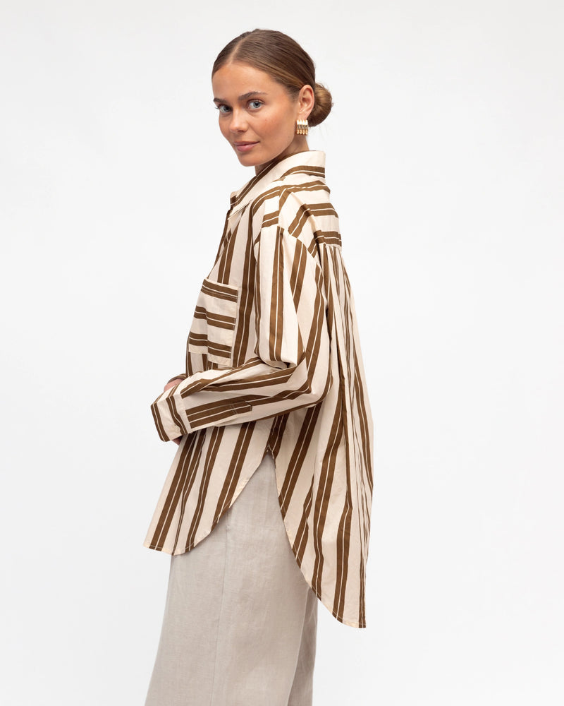 White Closet Stripe Shirt Brown