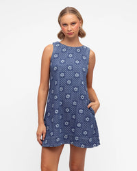 Paper Heart CHEQUERED DENIM MINI DRESS