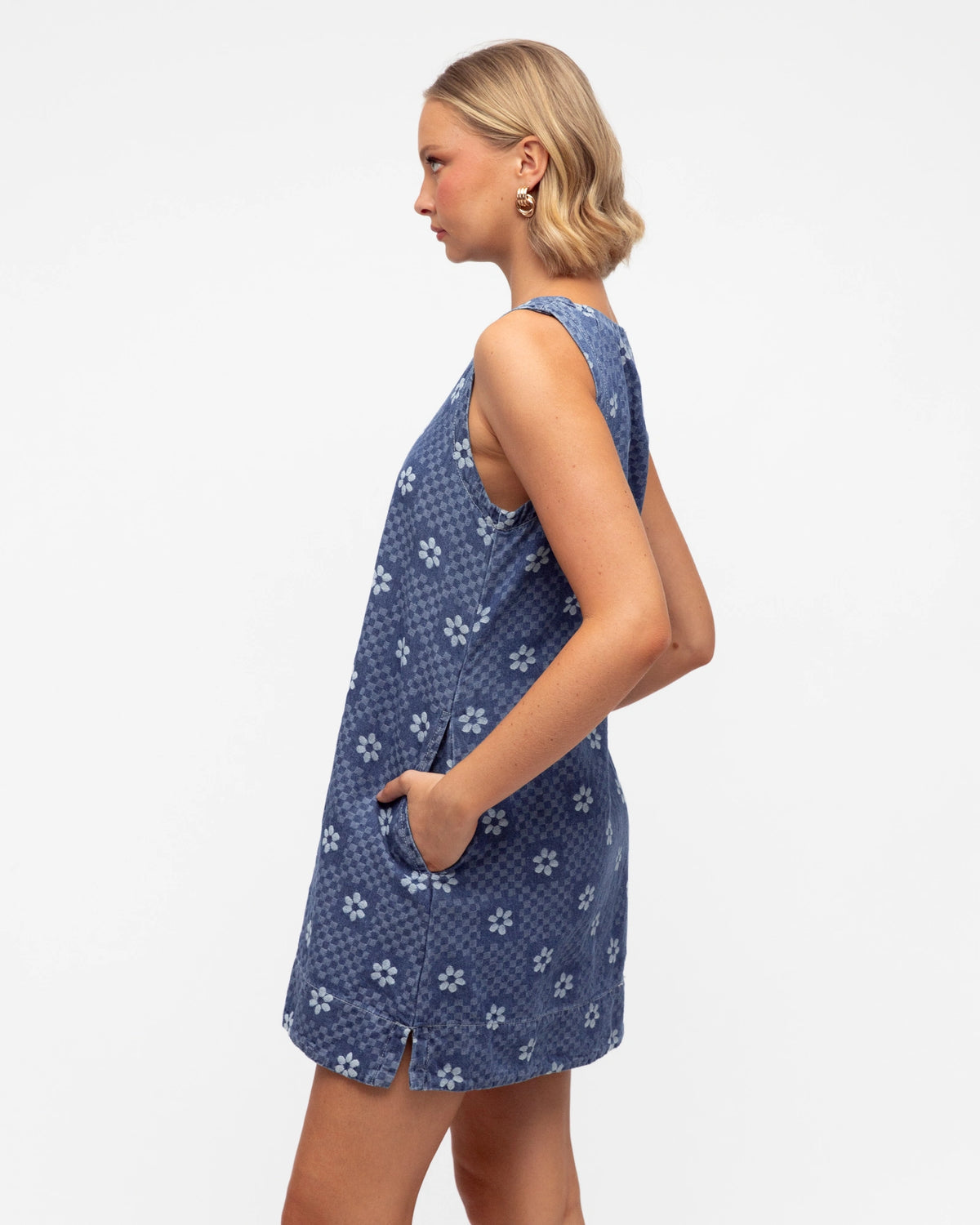 Paper Heart CHEQUERED DENIM MINI DRESS