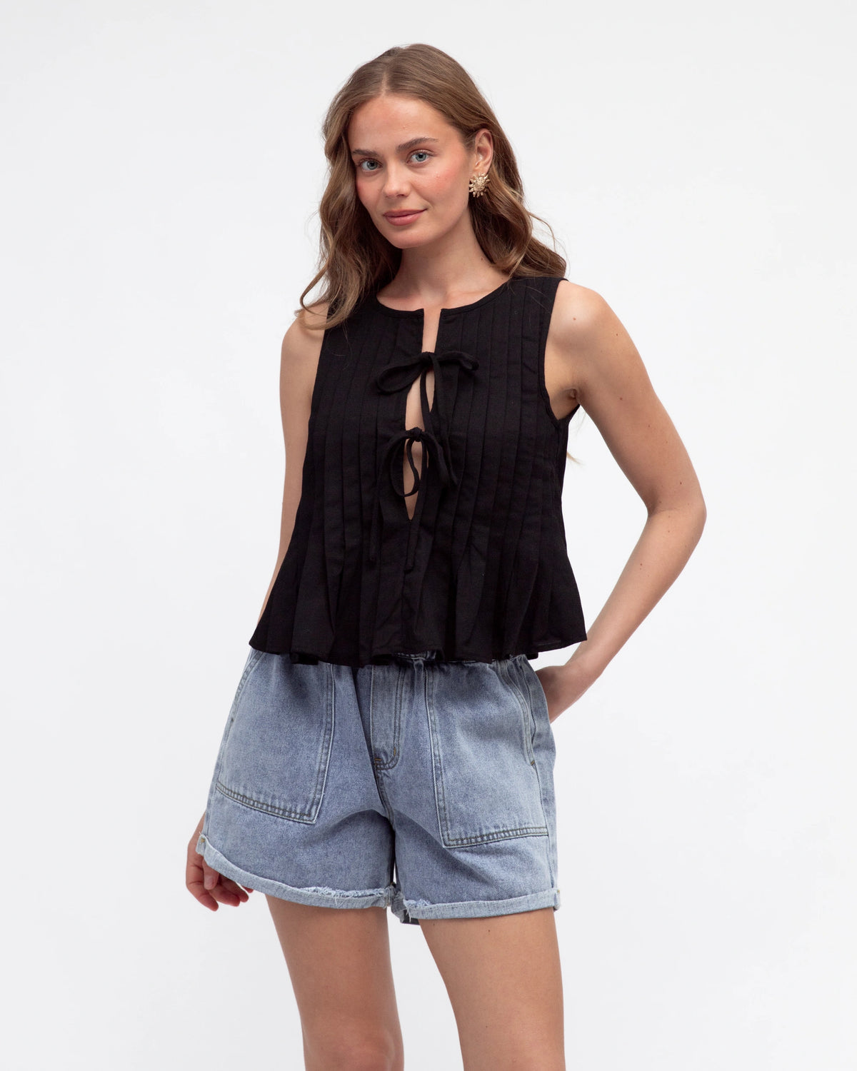Paper Heart Tie Top Black