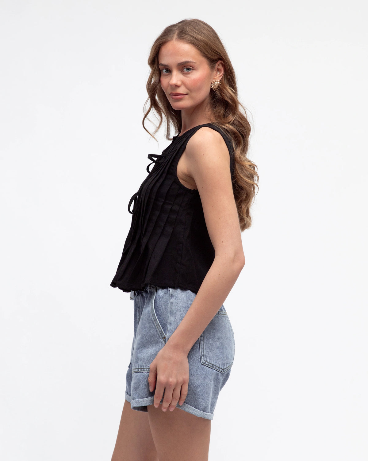 Paper Heart Tie Top Black
