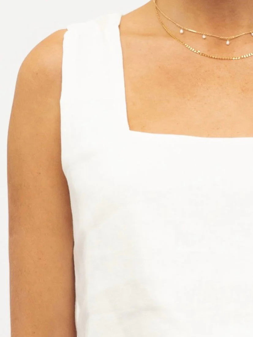 White Closet Luxe Linen Top White