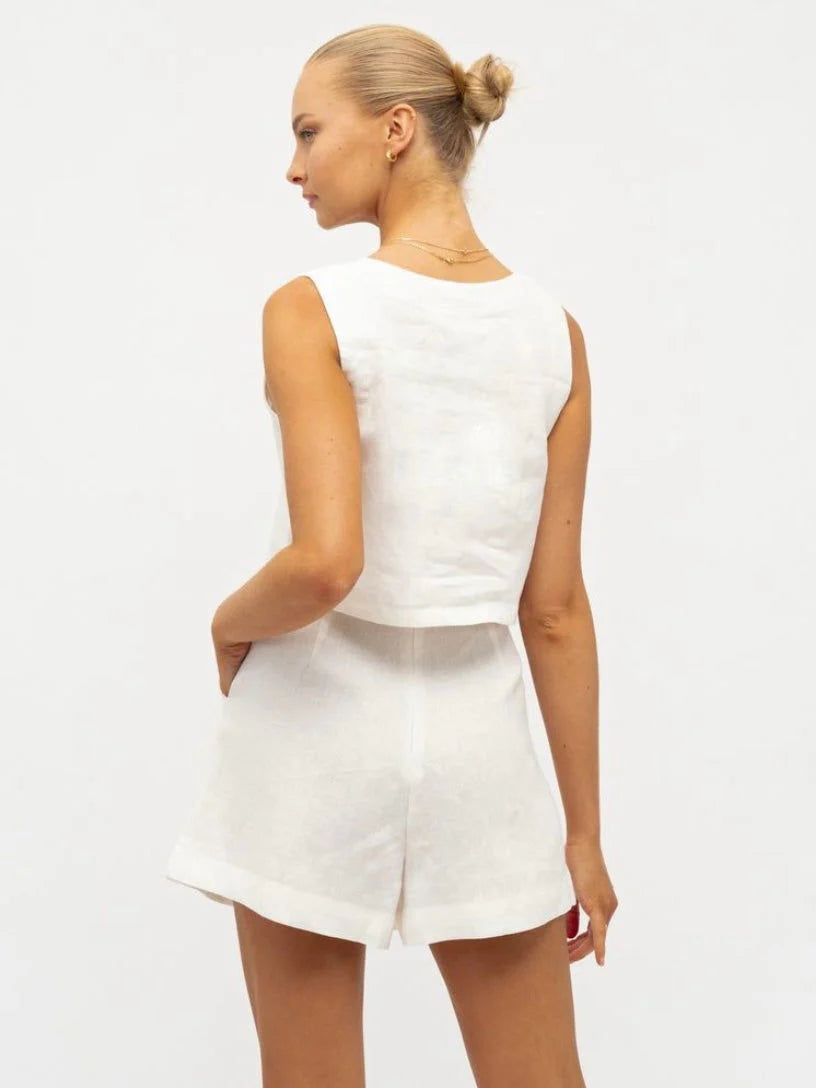 White Closet Luxe Linen Top White