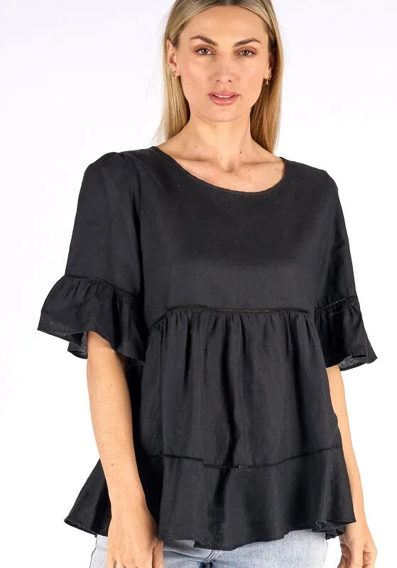 Worthier Black Linen Top