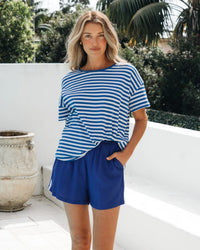 Easy Tuck Tee Stripe Cobalt/White