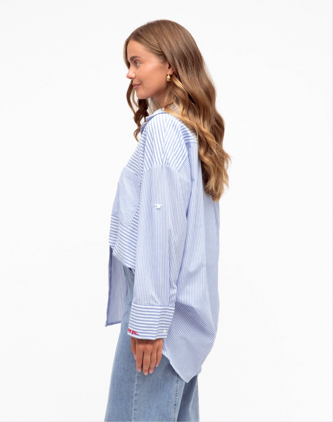 Label of Love Heart Stripe Shirt Blue