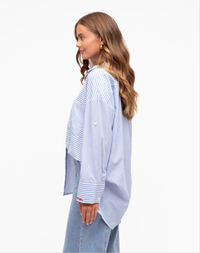 Label of Love Heart Stripe Shirt Blue