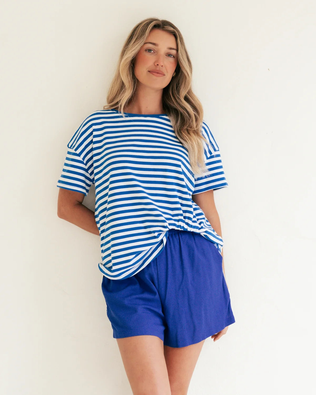 Easy Tuck Tee Stripe Cobalt/White