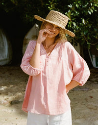 Worthier Tully Linen Top Pink