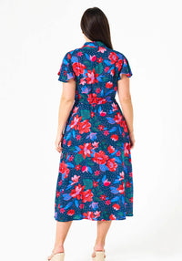 Boho Aus Navy Red Floral Dress