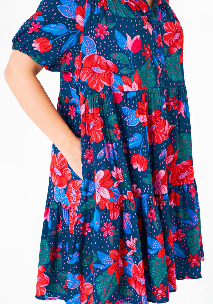 Boho Australia Red Navy Mini Dress