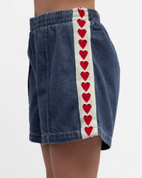 Ebby & I Heart Denim Shorts Red