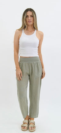 Worthier Linen Pants Sage