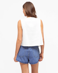 Paper Heart Tie Front Top White