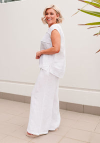 Soul Sparrow Linen Top White