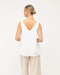 Sleeveless Linen Top White