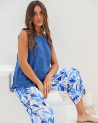 Frilled Hem Top Blue