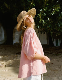 Worthier Tully Linen Top Pink