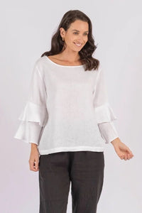 Worthier Frill Sleeve Top White