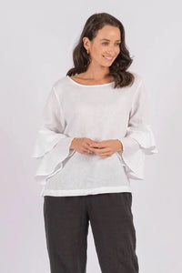 Worthier Frill Sleeve Top White