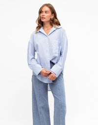 Label of Love Heart Stripe Shirt Blue