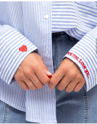 Label of Love Heart Stripe Shirt Blue