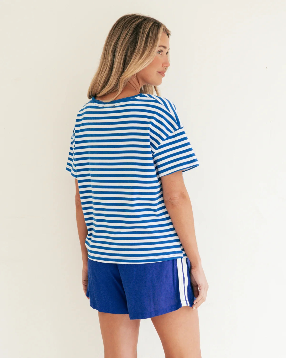 Easy Tuck Tee Stripe Cobalt/White