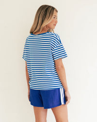 Easy Tuck Tee Stripe Cobalt/White