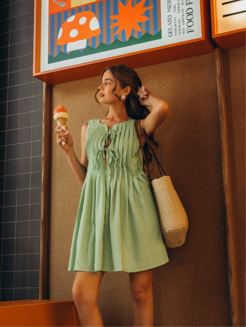 Paper Heart Tie Dress Green