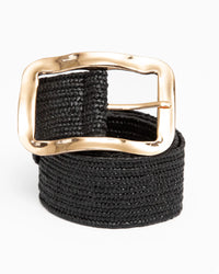 Stretch Belt Gold Buckle Black