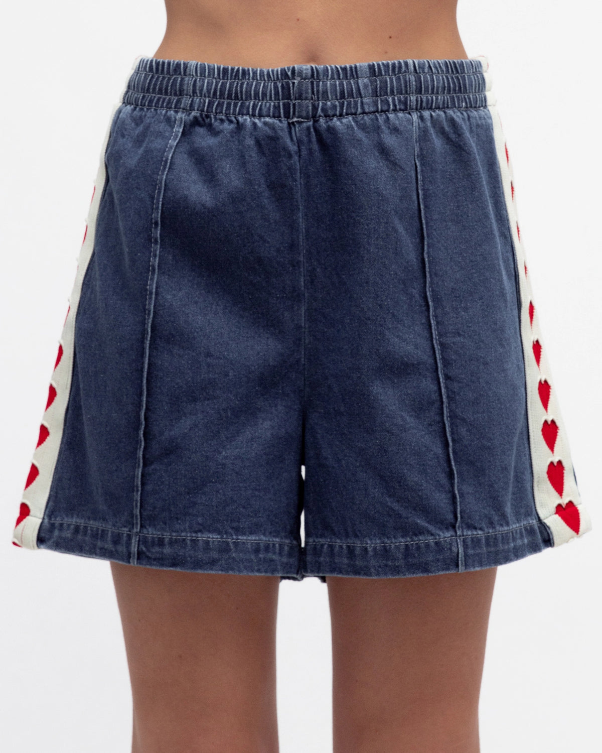 Ebby & I Heart Denim Shorts Red