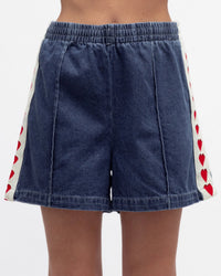 Ebby & I Heart Denim Shorts Red
