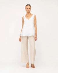 Sleeveless Linen Top White