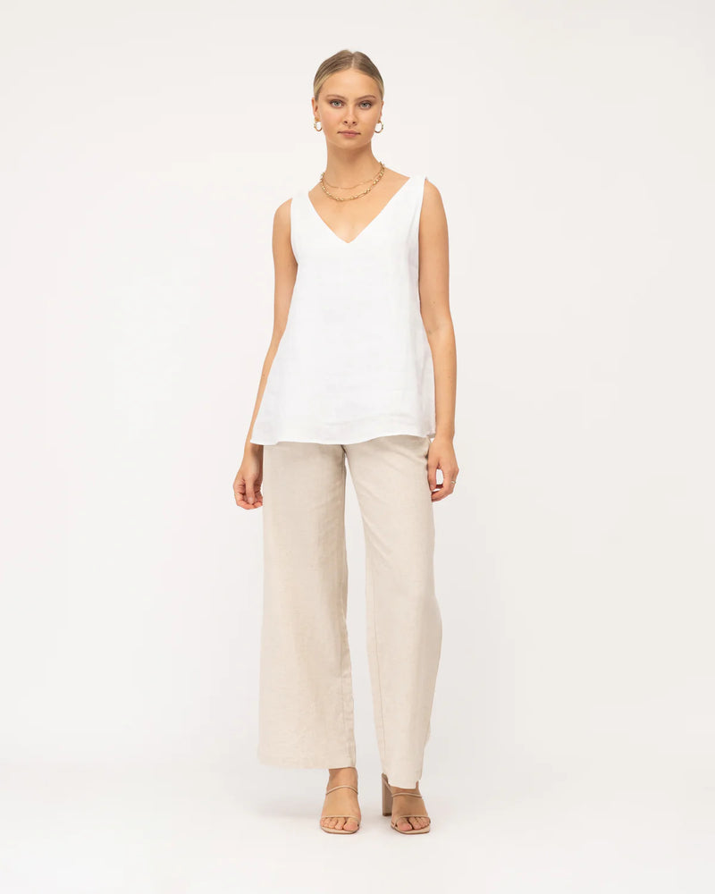 Sleeveless Linen Top White