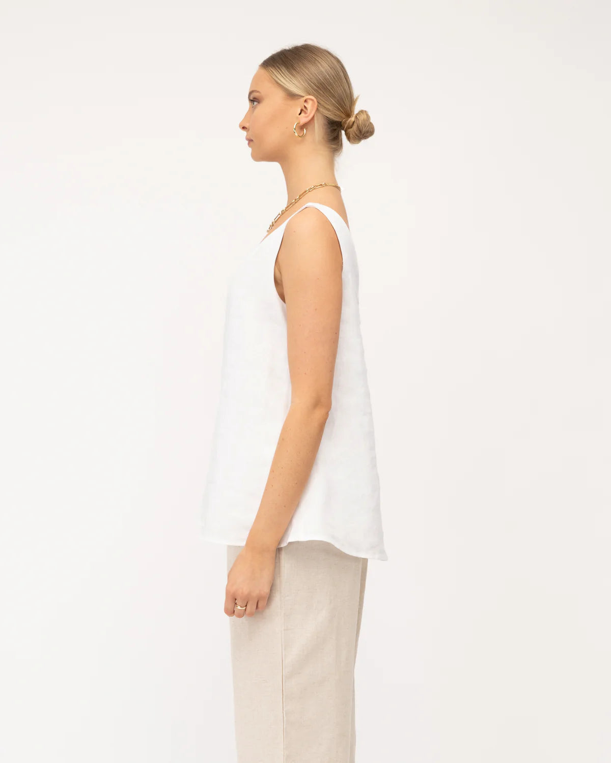 Sleeveless Linen Top White