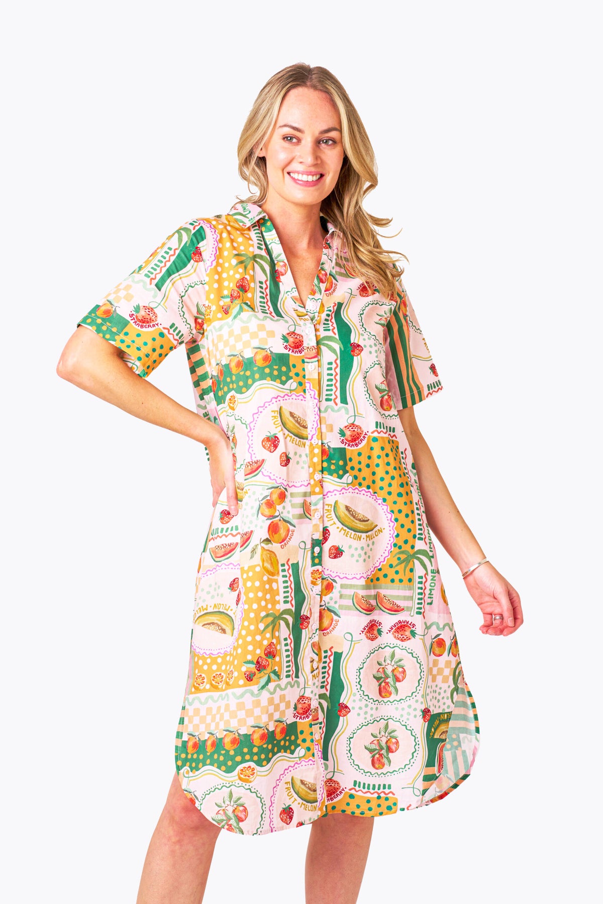 Boho Aus Fruit Midi Dress