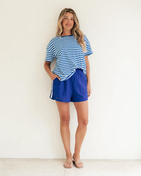 Easy Tuck Tee Stripe Cobalt/White