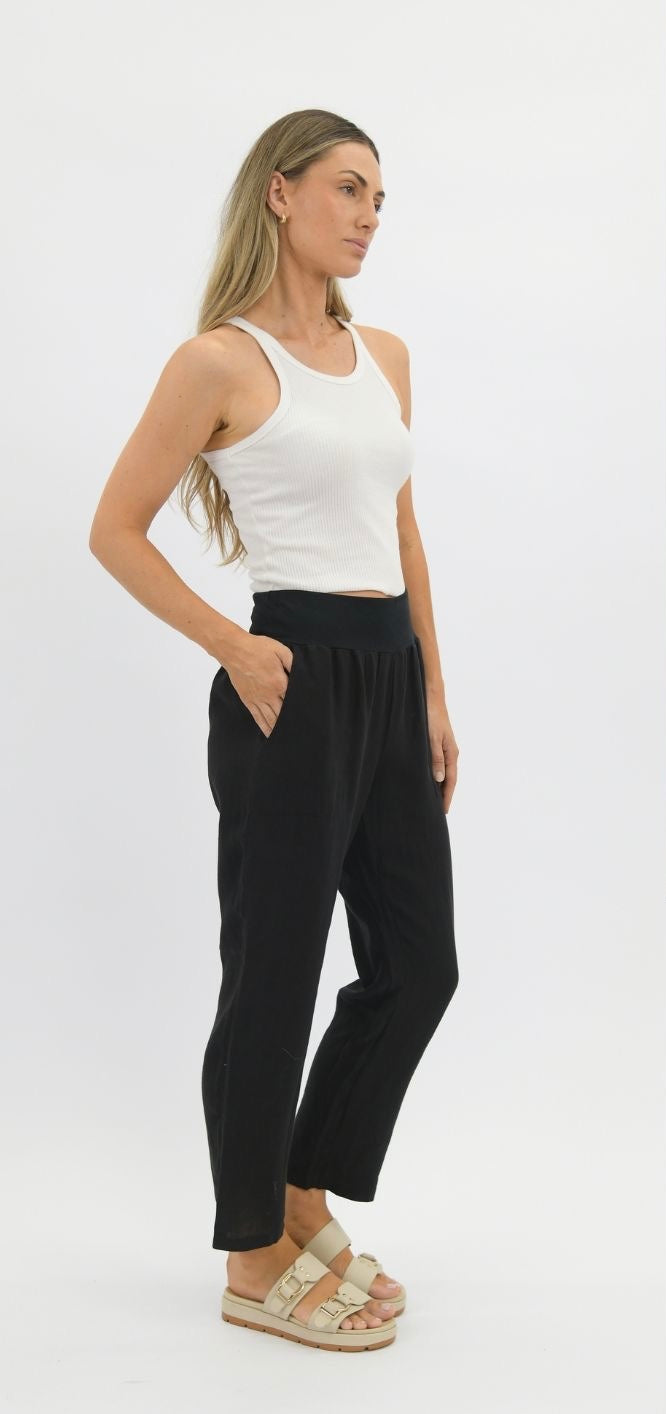 Worthier Linen Pants Black