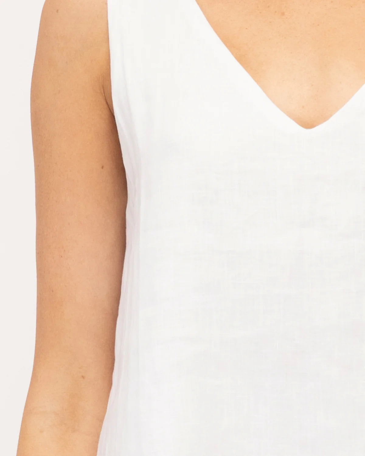 Sleeveless Linen Top White