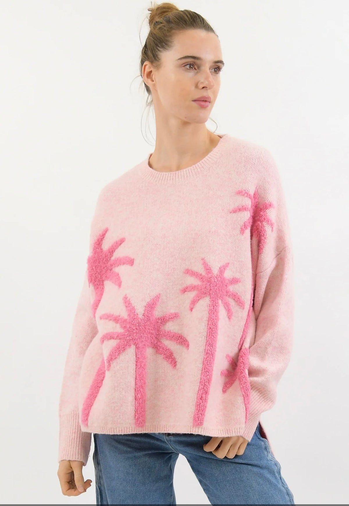 Worthier Palm Tree Jumper Pink