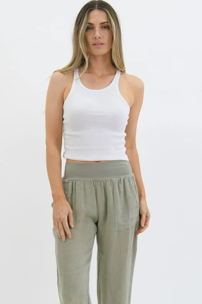 Worthier Linen Pants Sage