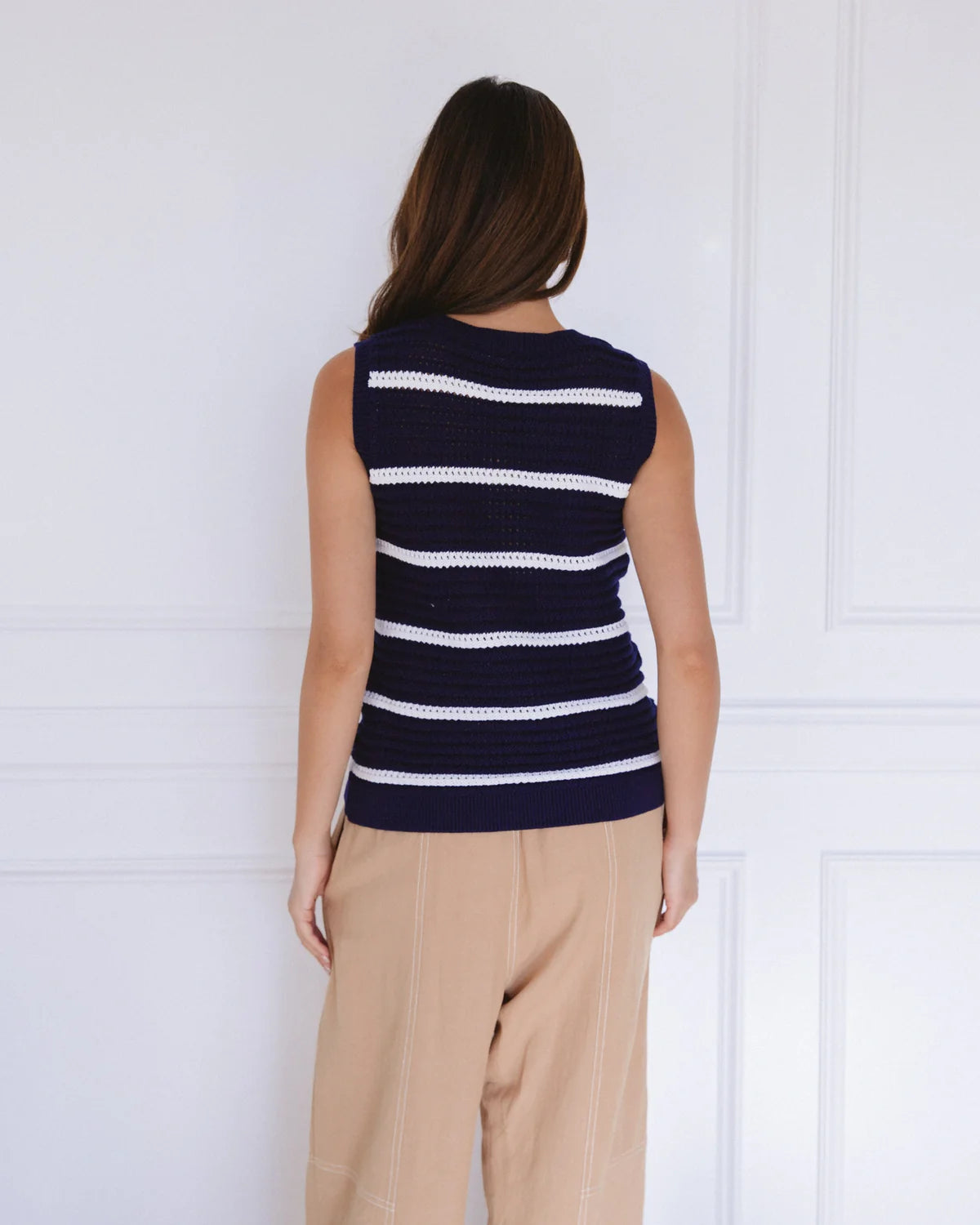 Knit Tank Navy Stripe