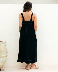 Contrast Stitch Maxi Dress Black
