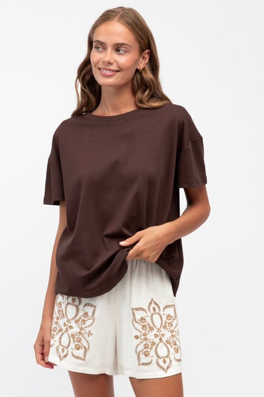 Label of Love Easy Tuck Tee Chocolate